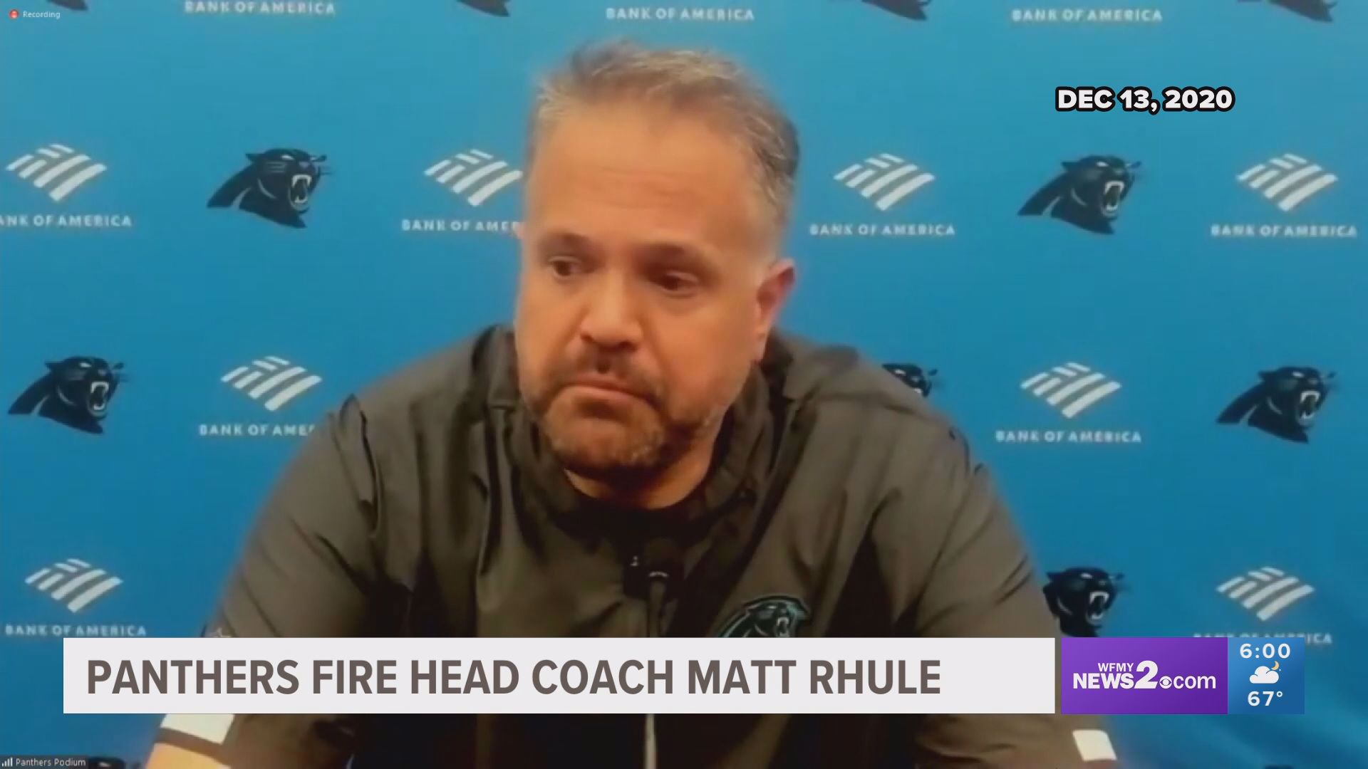 Panthers fire head coach Matt Rhule