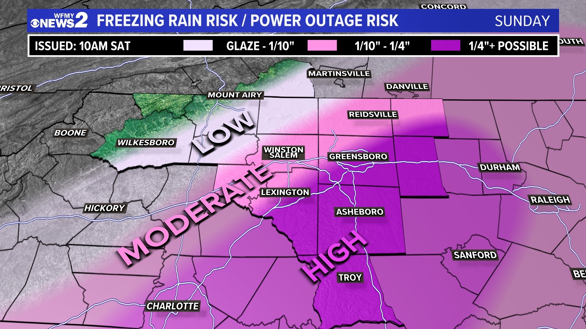 How many inches of snow and sleet on Sunday | wfmynews2.com