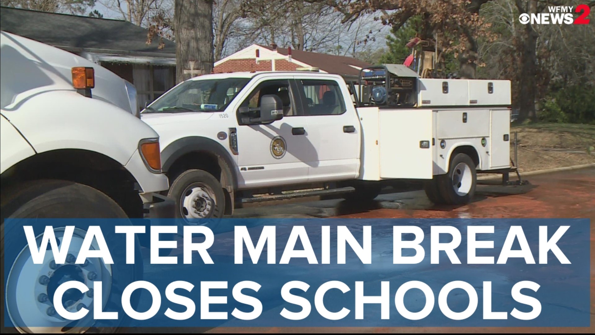 A pipe burst in Burlington Wednesday, forcing two schools to close for the day. Burlington Animal Services also lost water.