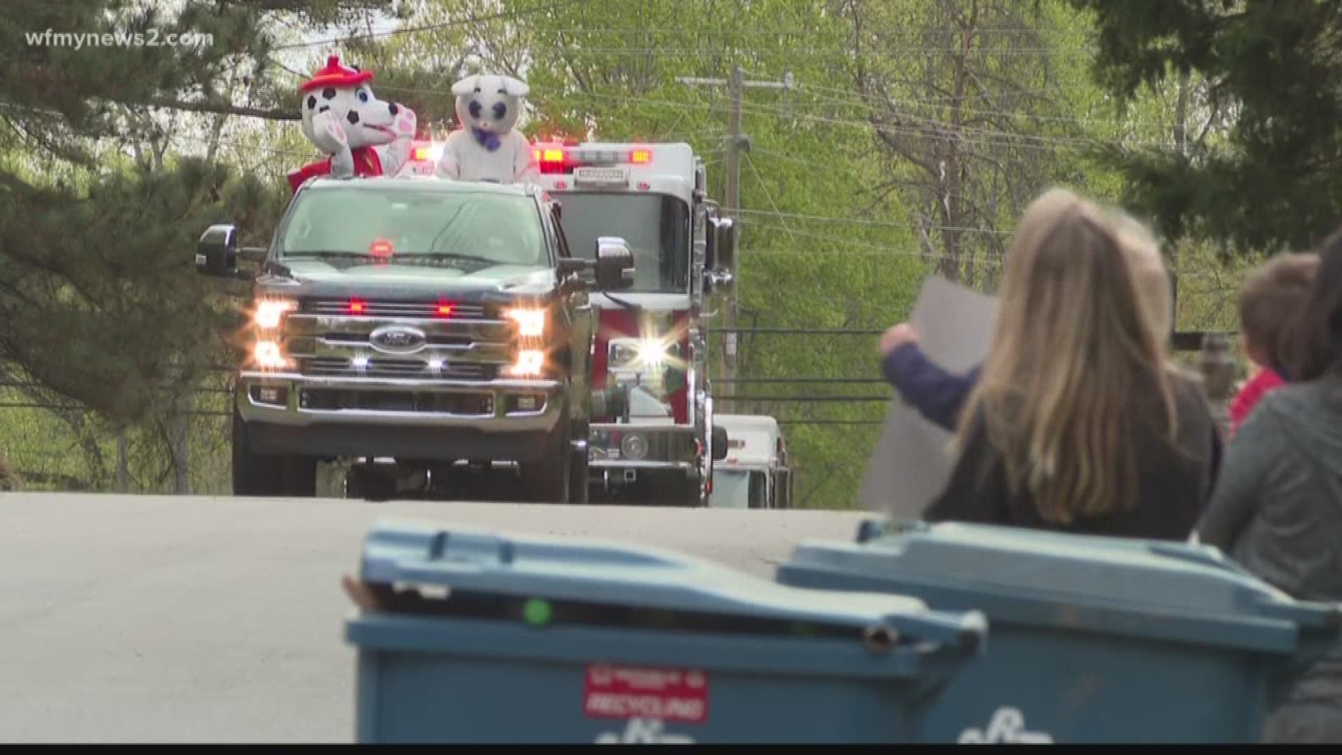 Firefighters give Triad neighbors Easter parade complete with Easter