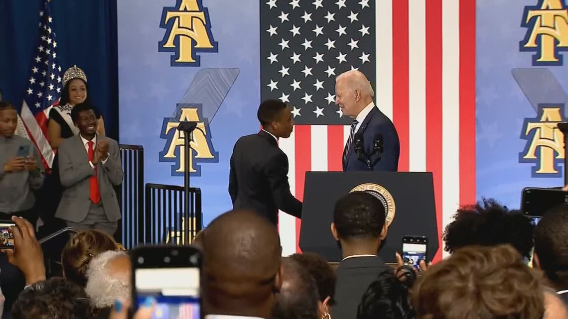 NC A&T student introduces President at address in Greensboro