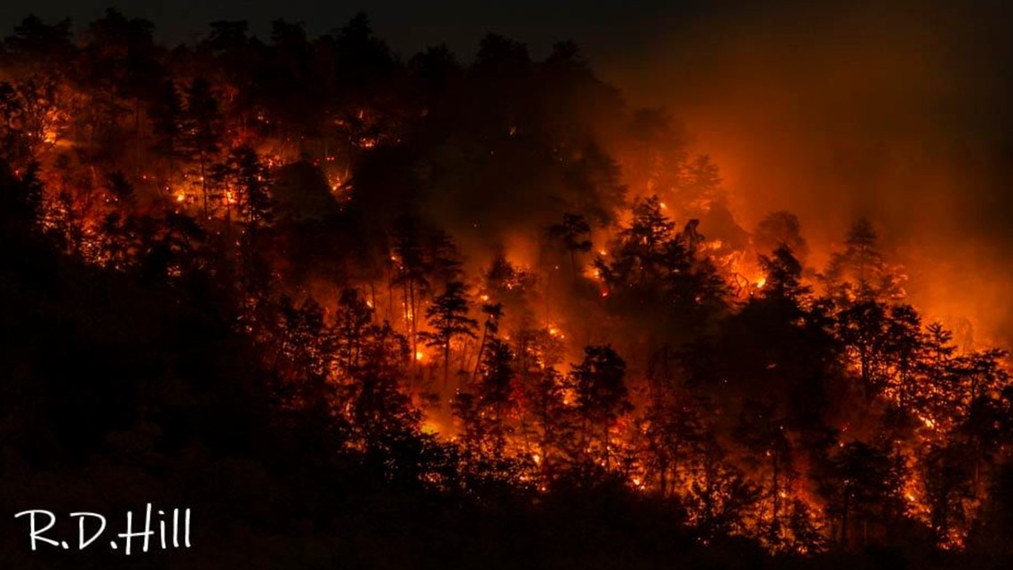 Sauratown Mountain fire Crews work to reach flames