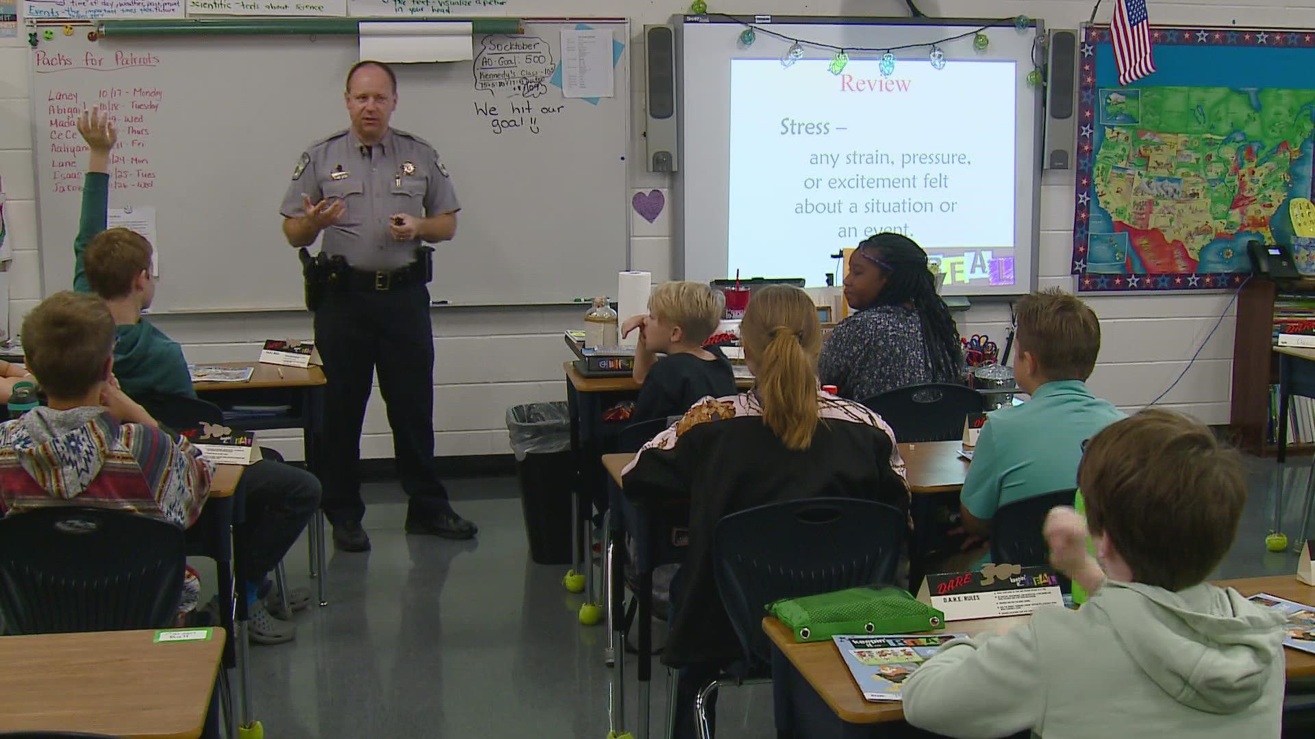 DARE instructors, like Alamance Co. Sgt. Chad Laws, now teach conversation and stress management skills within the substance abuse prevention program.