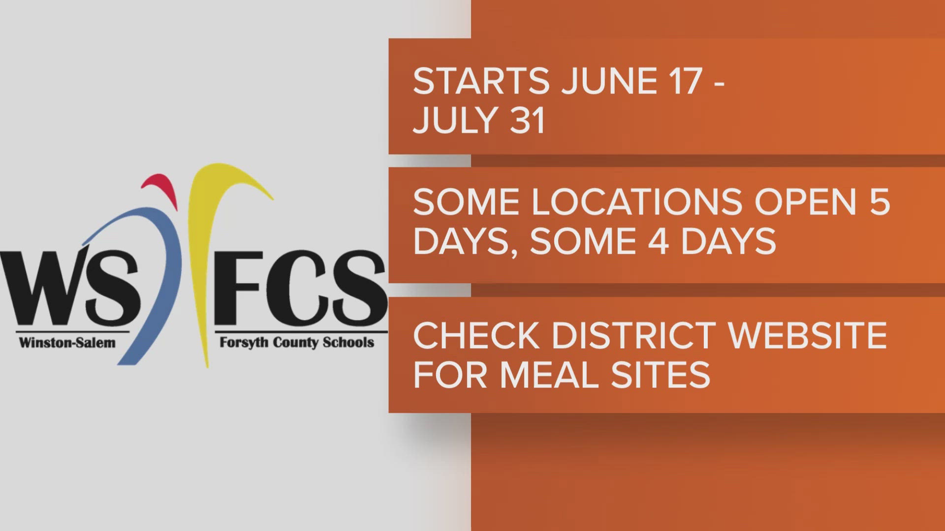 The district has released its food schedule.