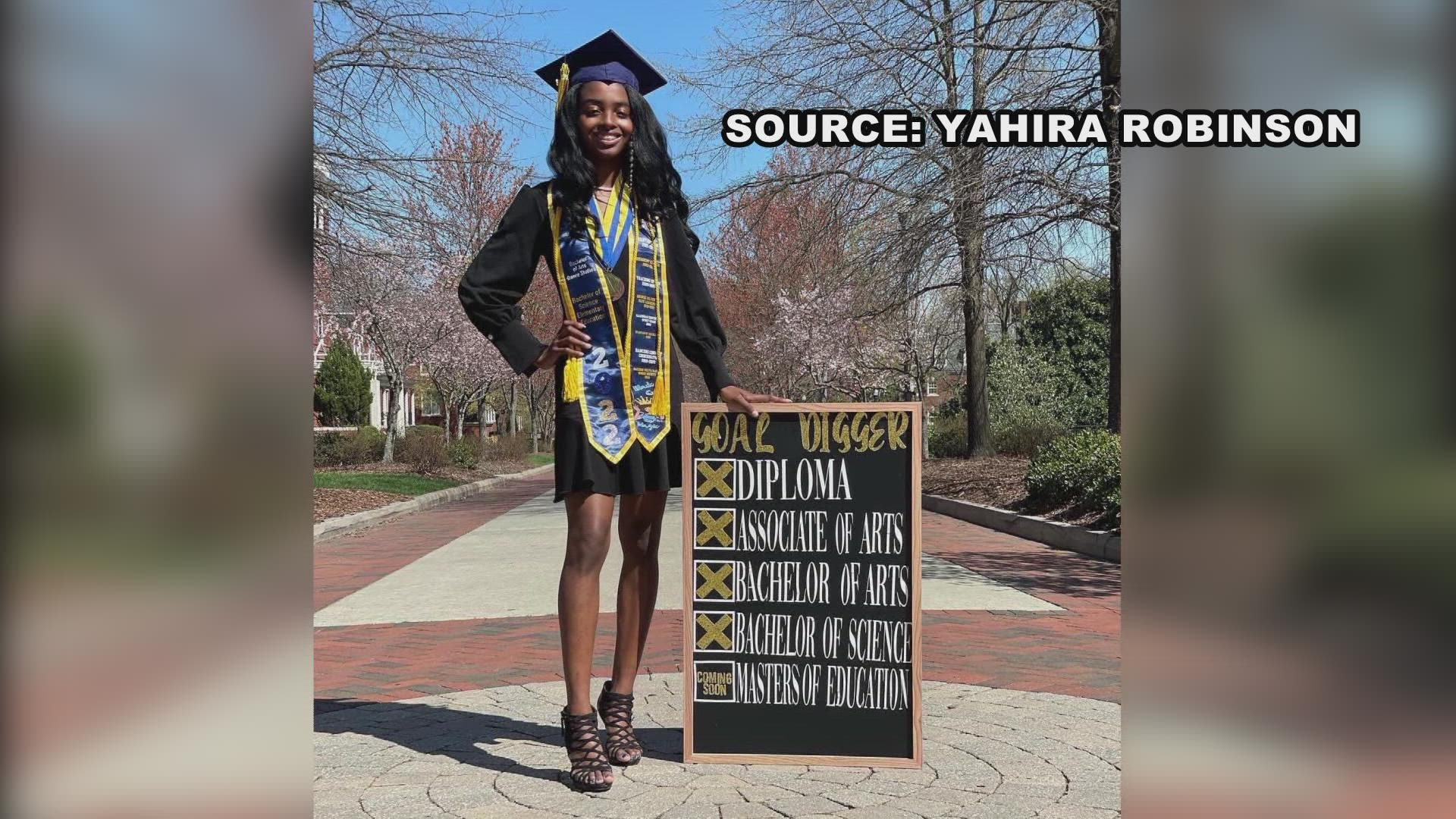 Yahira Robinson double majored in Elementary Education and Dance Studies and even held down a full-time job as a teacher in her last semester at UNC-Greensboro.
