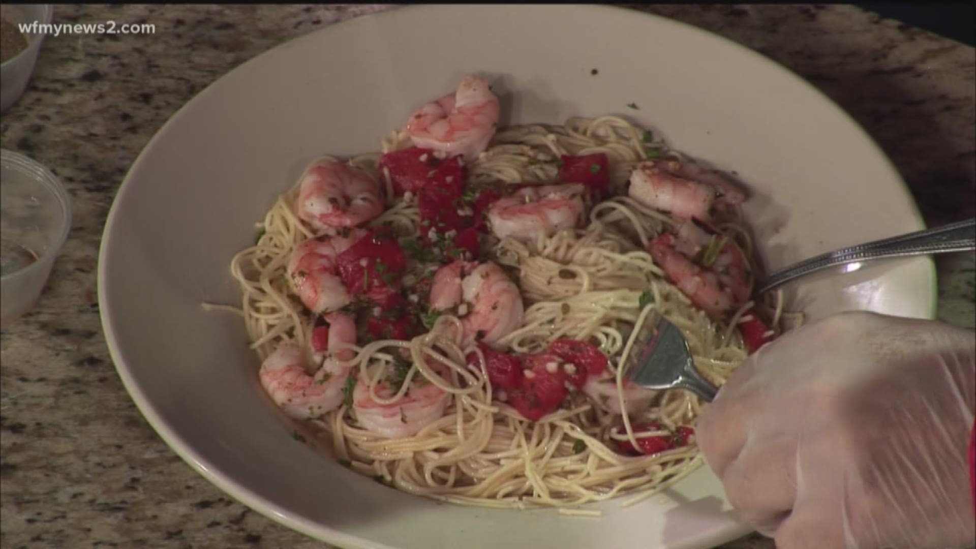 Edona Pacolli is in studio helping us whip up Shrimp Scampi and Eggplant Rollatini