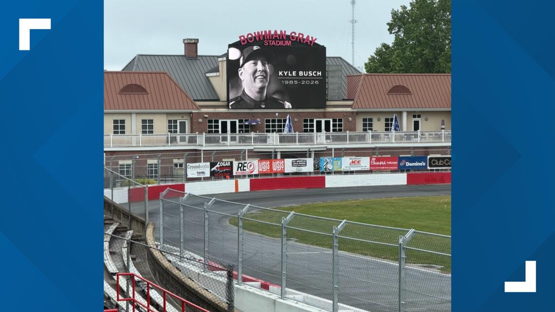 Bowman Gray Stadium features Kyle Busch portrait in tribute to NASCAR career