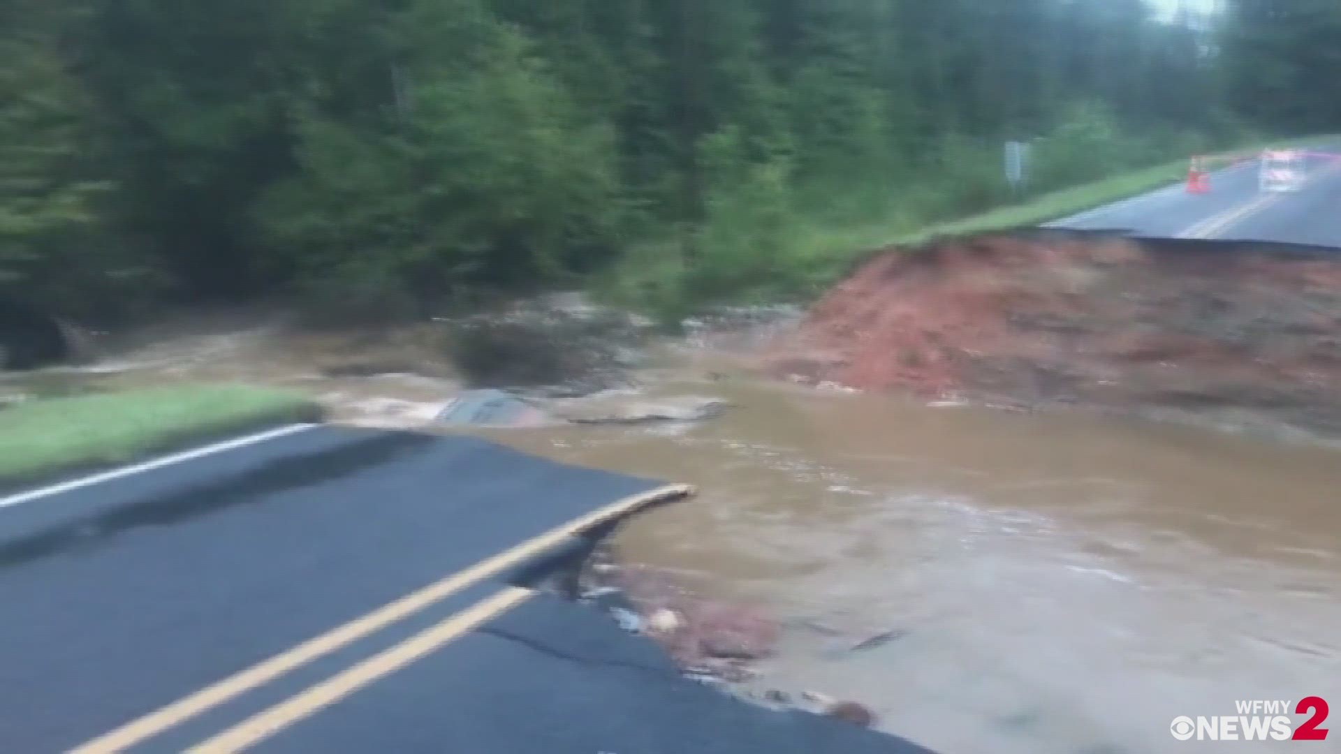 Clyde King road In Seagrove collapses.