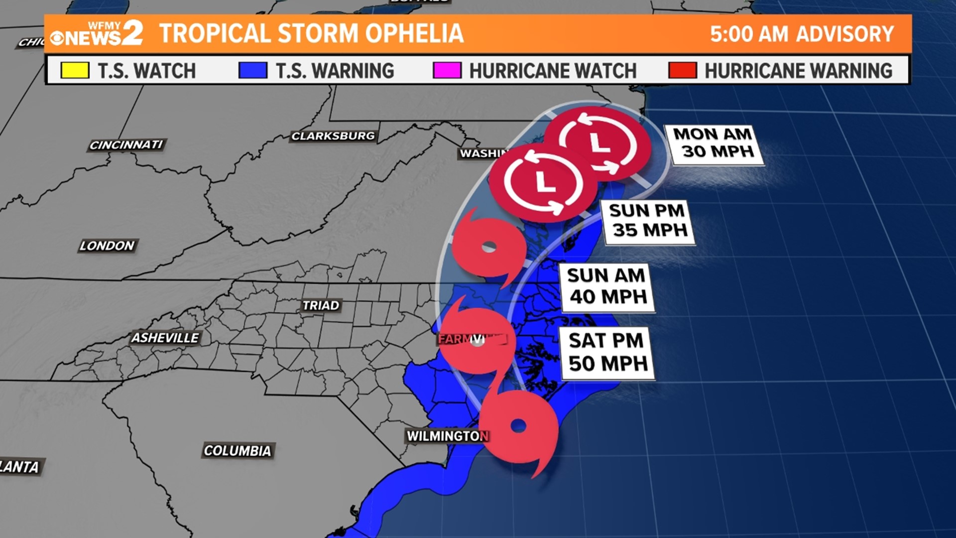 Tropical Storm Warnings for NC Impacts, timeline, and path