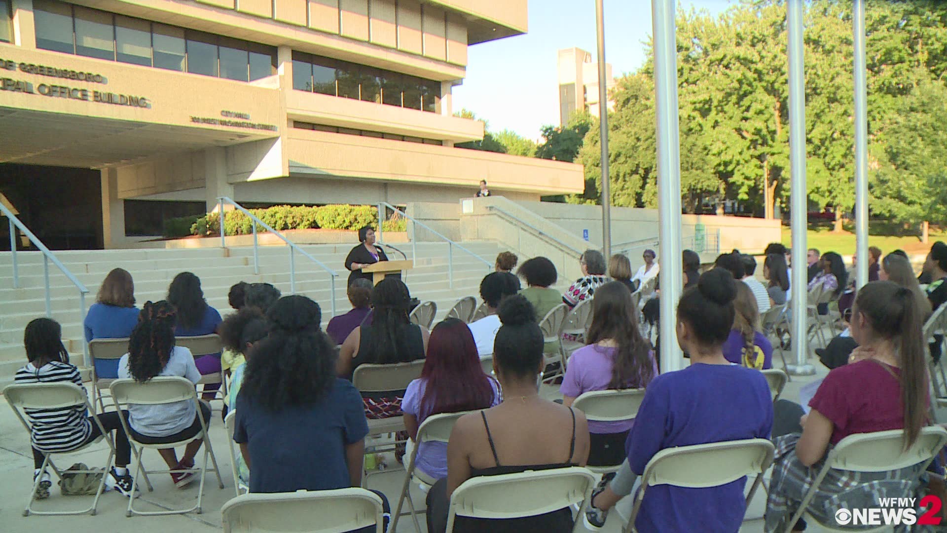 Greensboro Lights It Purple For Domestic Violence Awareness | wfmynews2.com