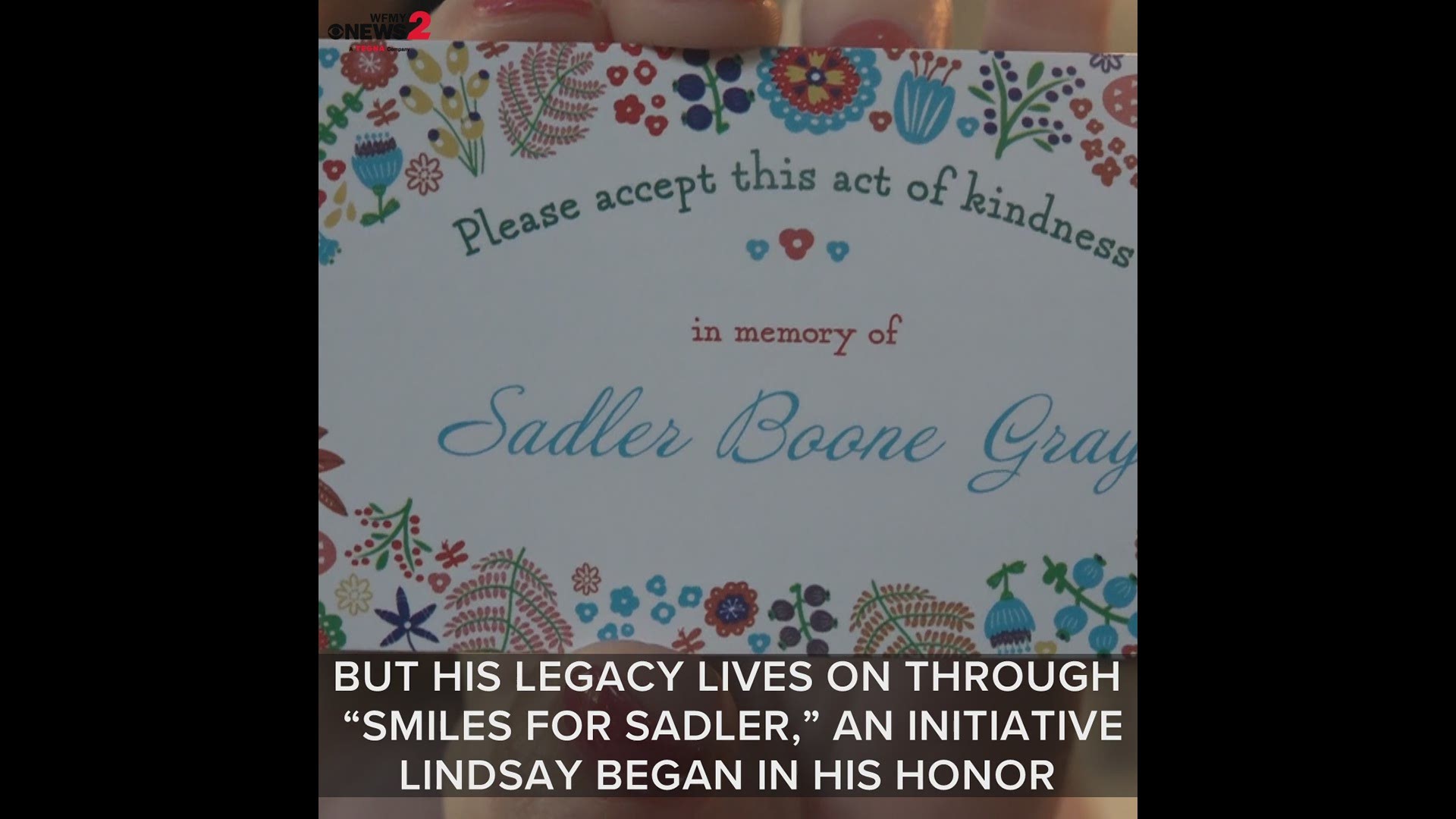 The Gray Family said good-bye to their son Sadler's earthly body, but his legacy lives on through "Smiles for Sadler," an initiative Lindsay began in his honor.