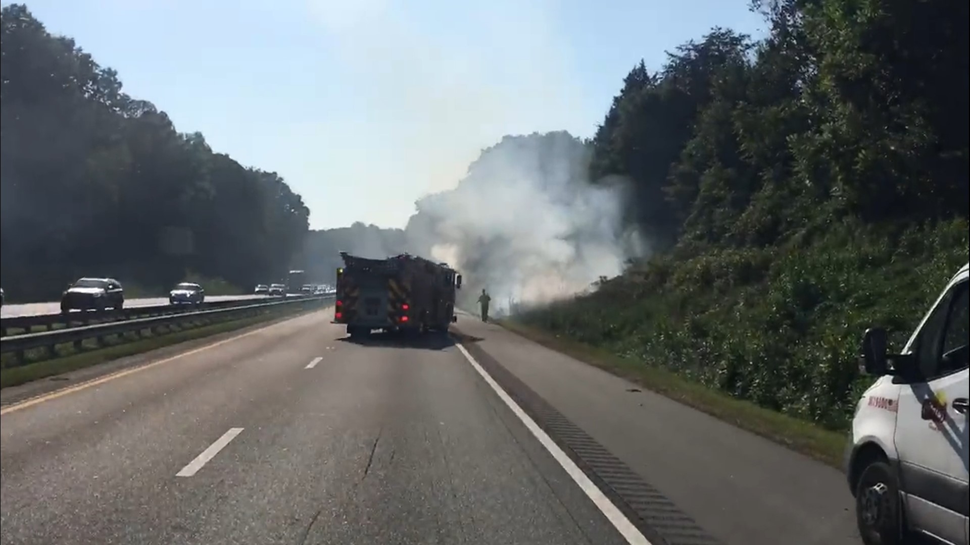 Winston-Salem fire crews are on the scene working to put out a vehicle fire on Salem Parkway northbound near Linville Road.