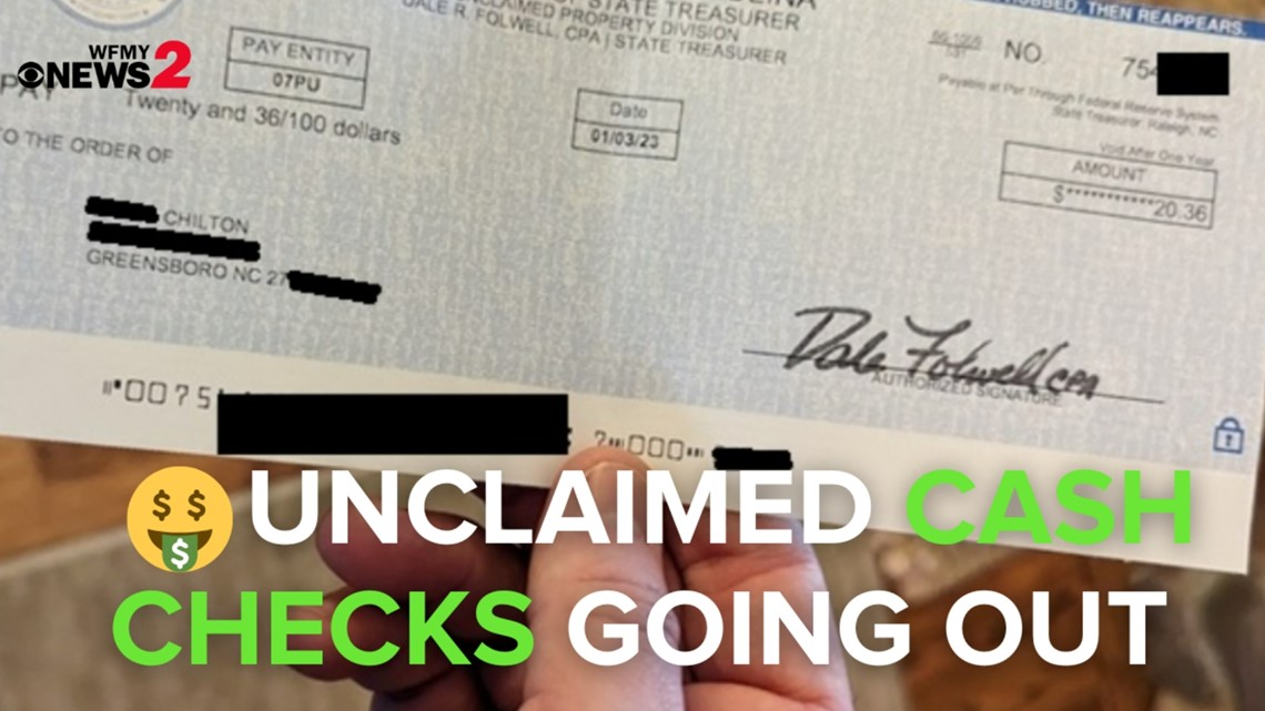Unclaimed cash checks are going out in NC
