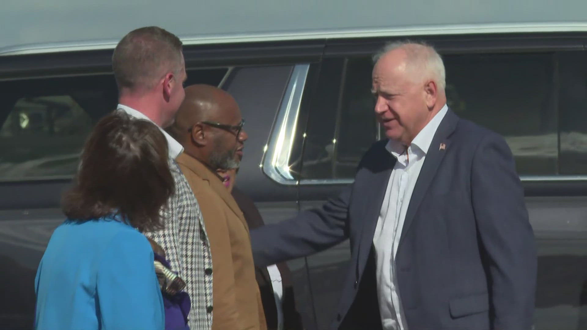 The Democratic vice presidential candidate flew into Piedmont Triad International Airport.