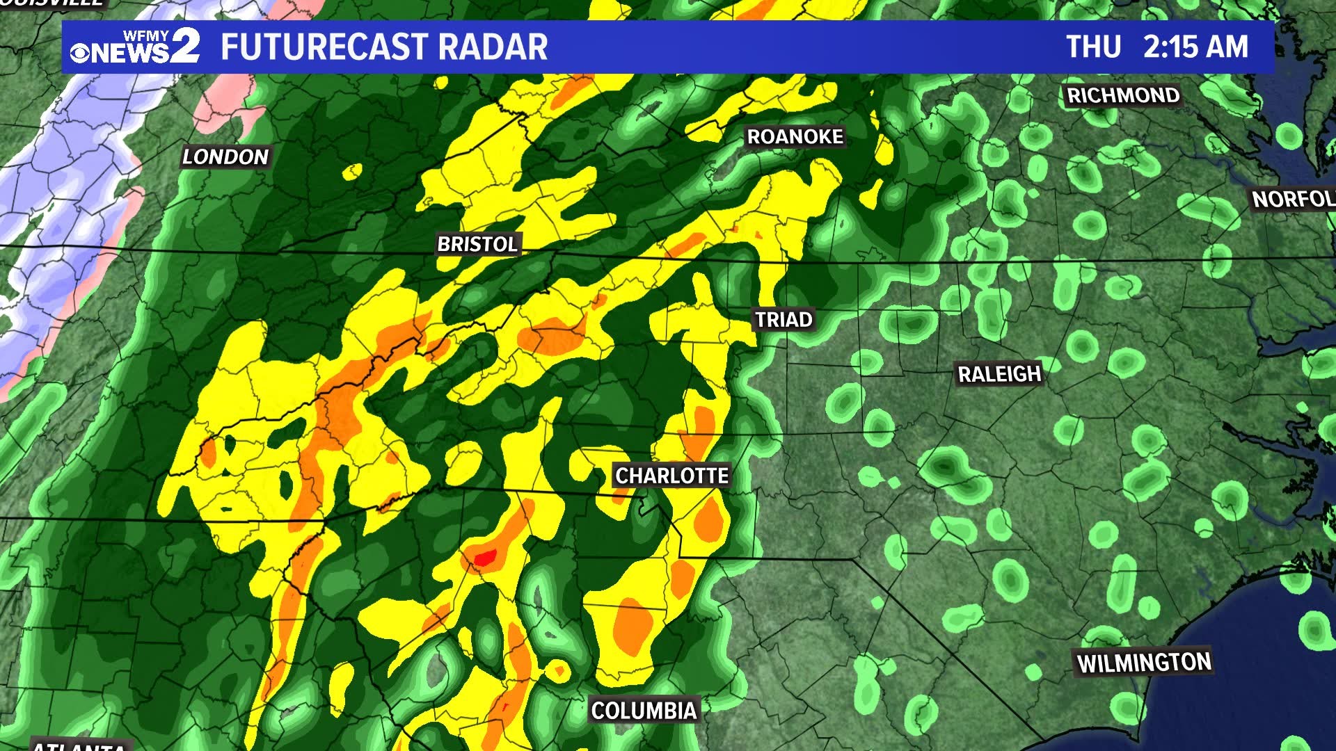 Heavy rain will move in after midnight, and will stick around until midday Thursday.