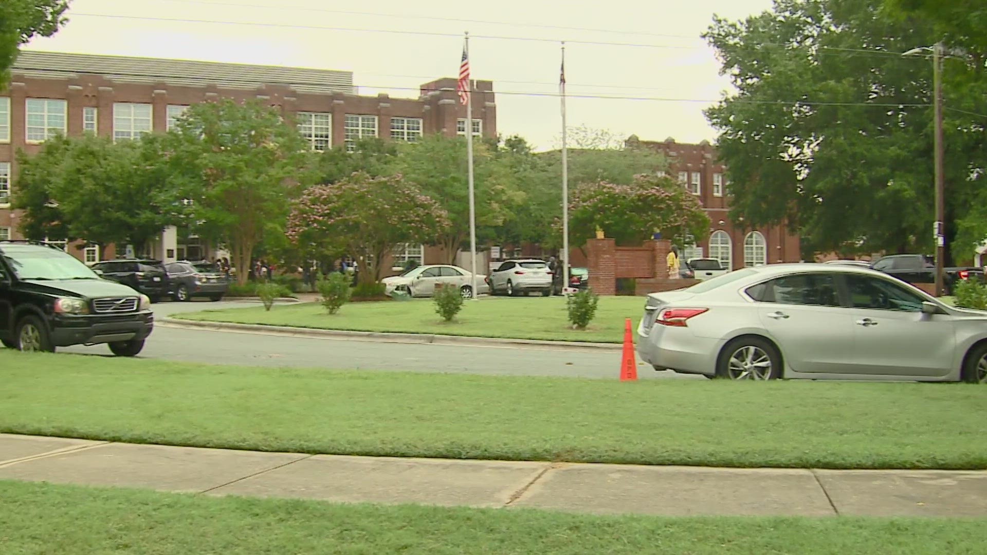 After stopping at both Northeast Middle School and Dudley High School, there were no major concerns. Buses were moving along, but parent drop-off traffic was a bit.