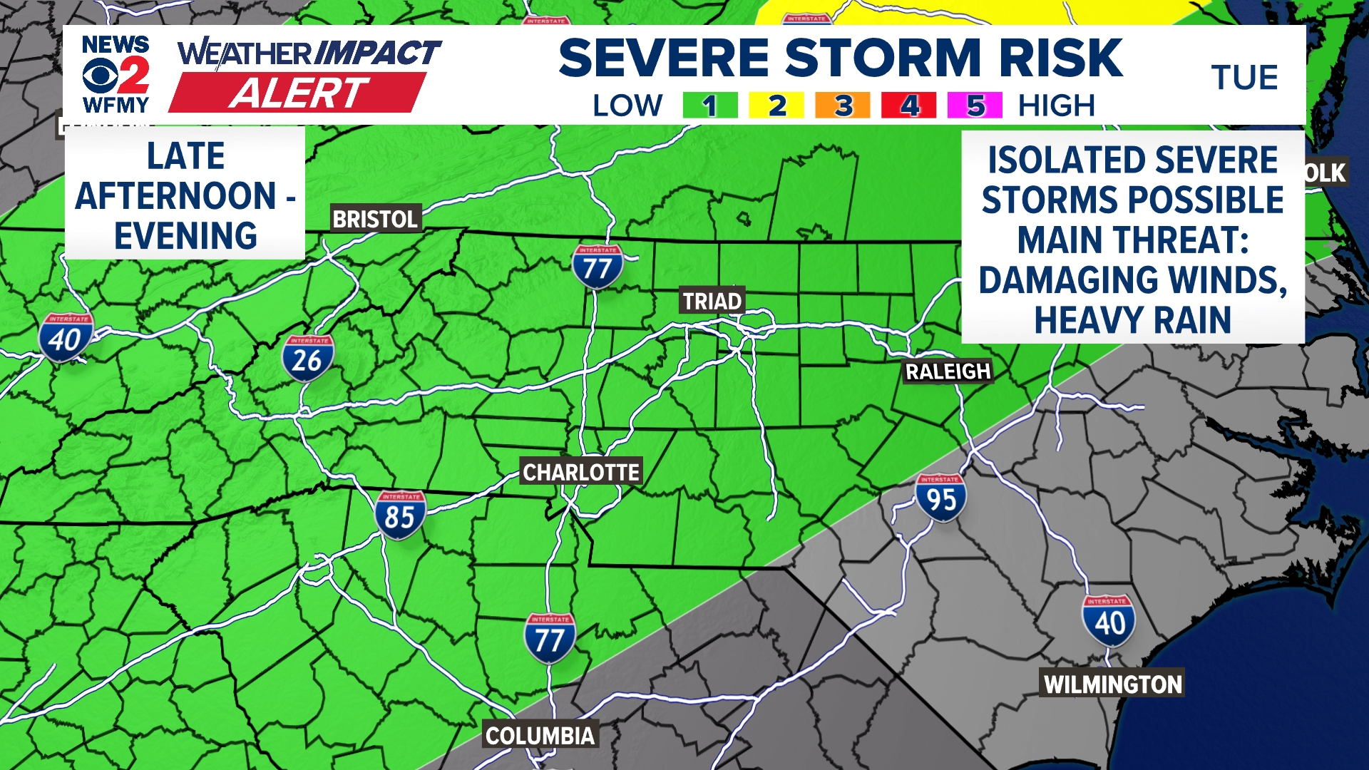 Tuesday evening storms in North Carolina could be strong | wfmynews2.com