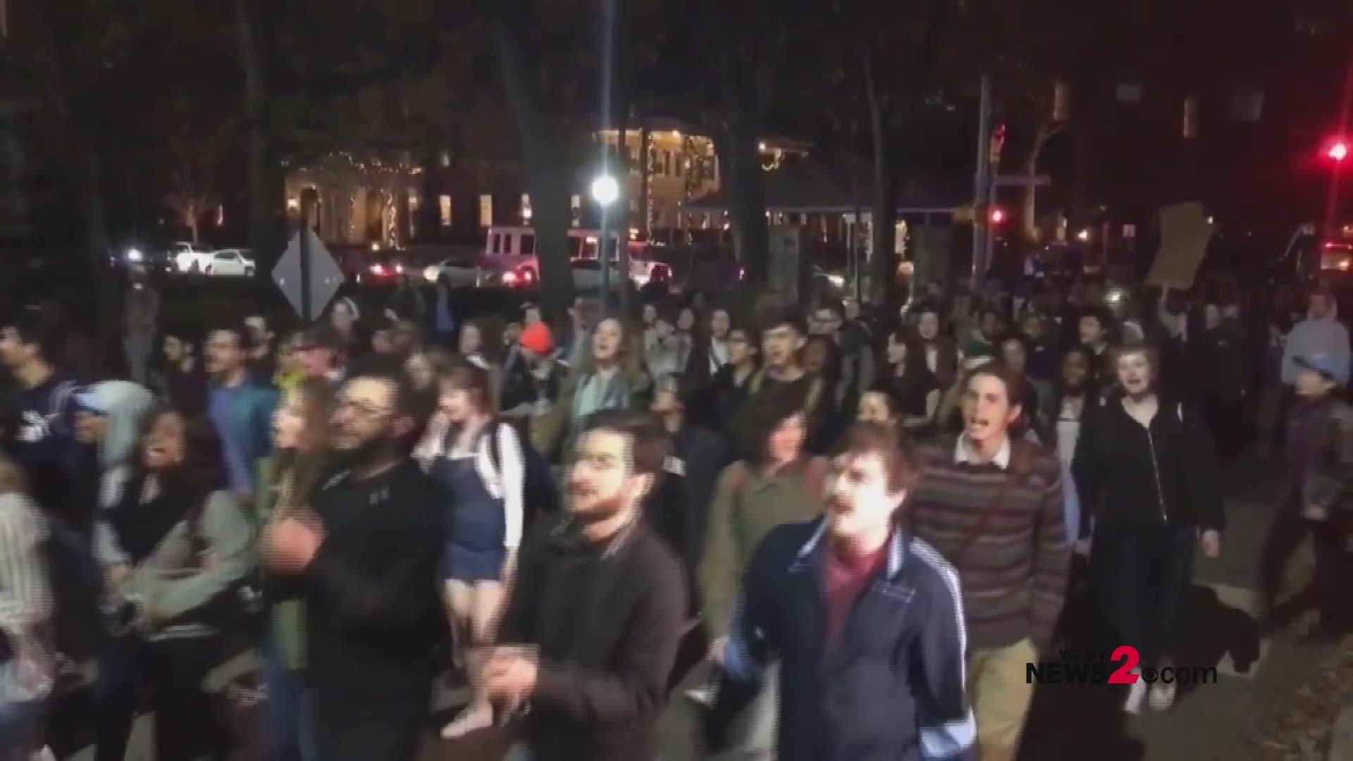 Demonstrators have gathered again at the University of North Carolina at Chapel Hill following the decision by the University to keep the 'Silent Sam' Confederate statue.