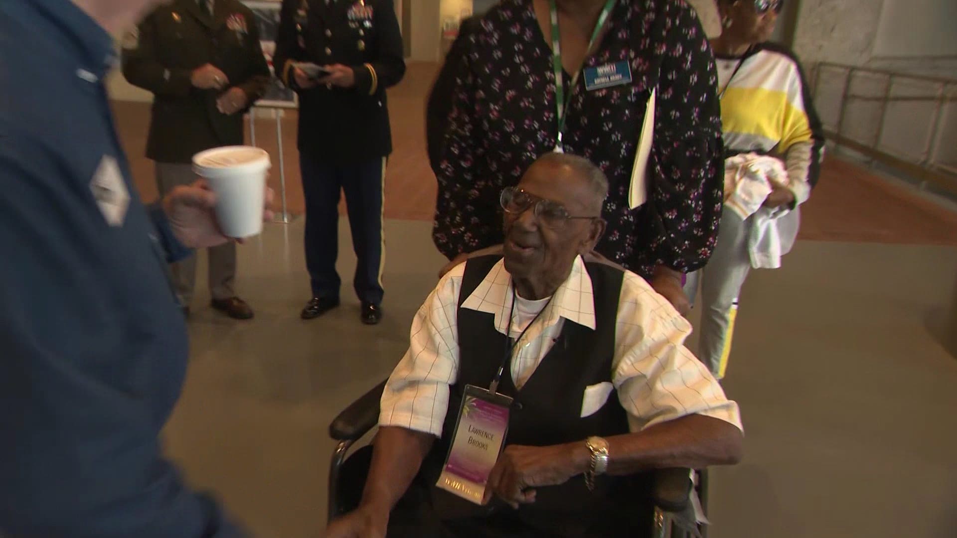 Lawrence Brooks was born on September 12th, 1909. He celebrated his 110th birthday at the National WWII Museum. He credits his good health with long walks and chewing gum, a habit he used to replace cigarettes.