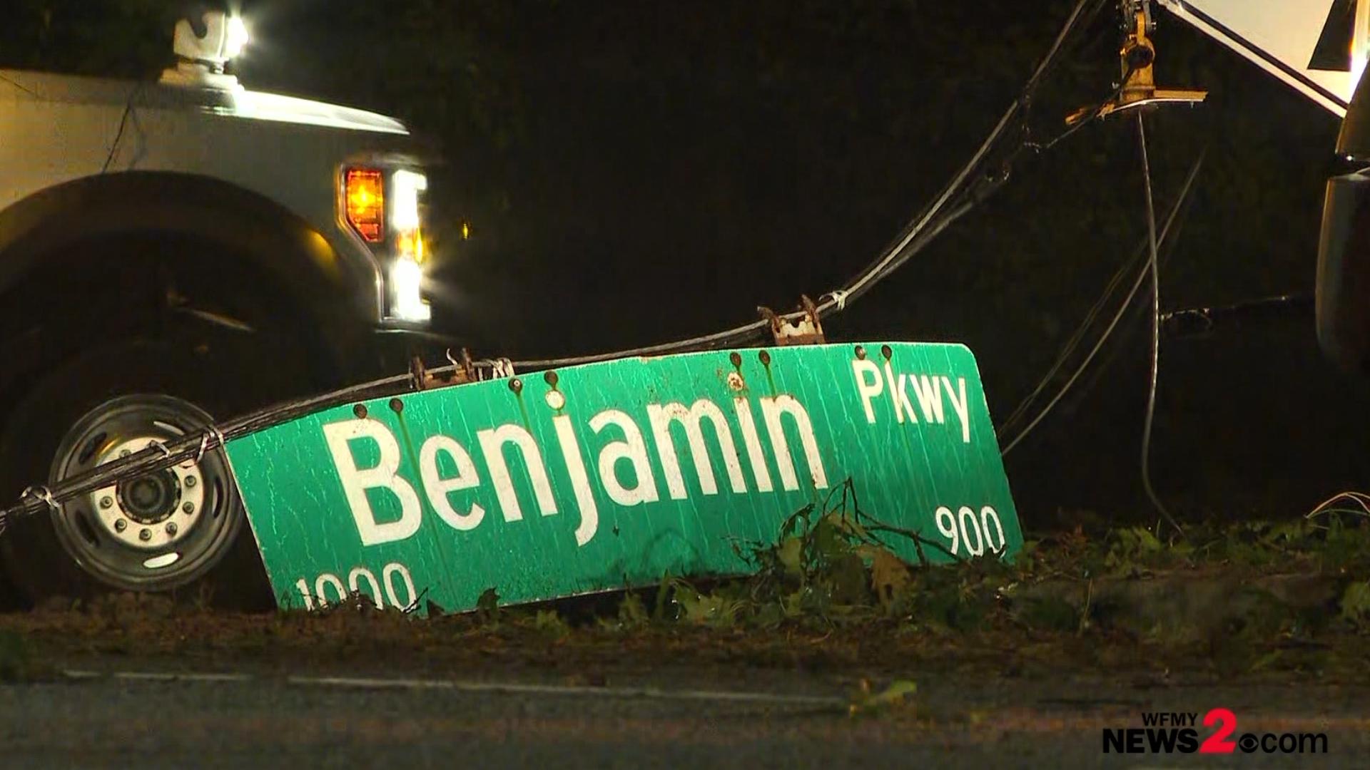 Greensboro police said all lanes of Benjamin Parkway are closed in both directions at Pembroke Road.