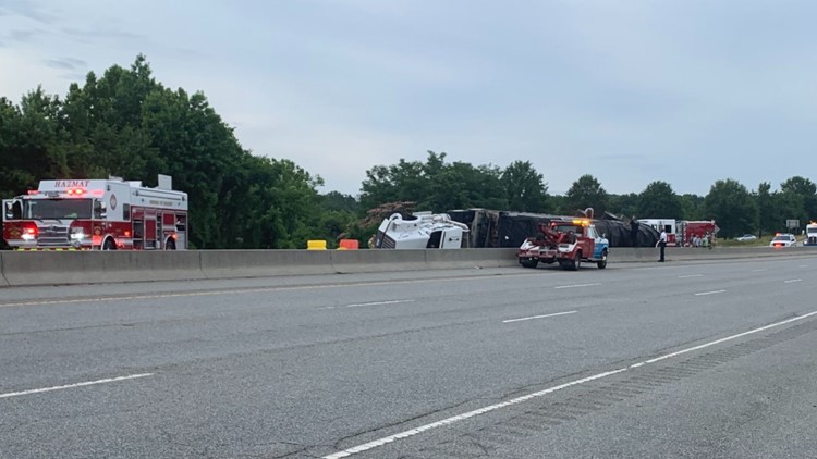 US 220 South temporarily closed after tractor-trailer overturns