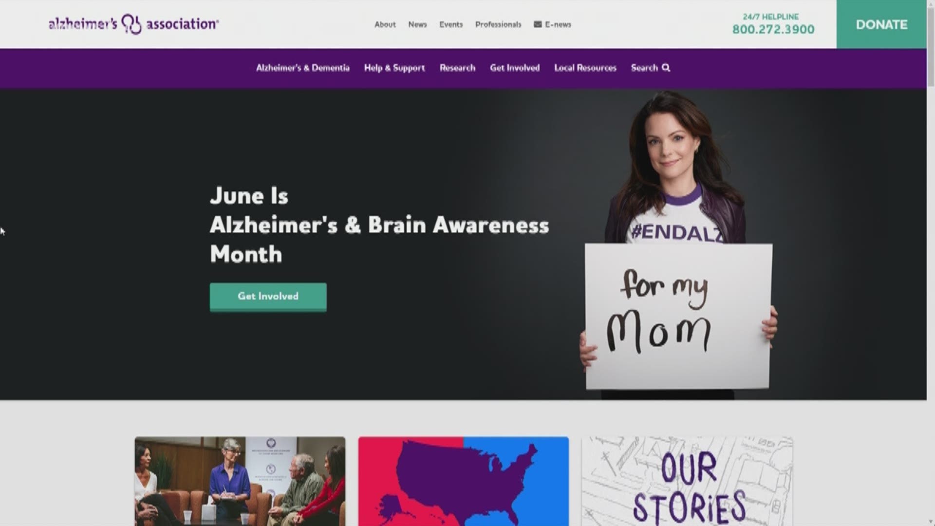 June is Alzheimer’s Awareness and Brain Health Month.  Get support and information at www.alz.org.