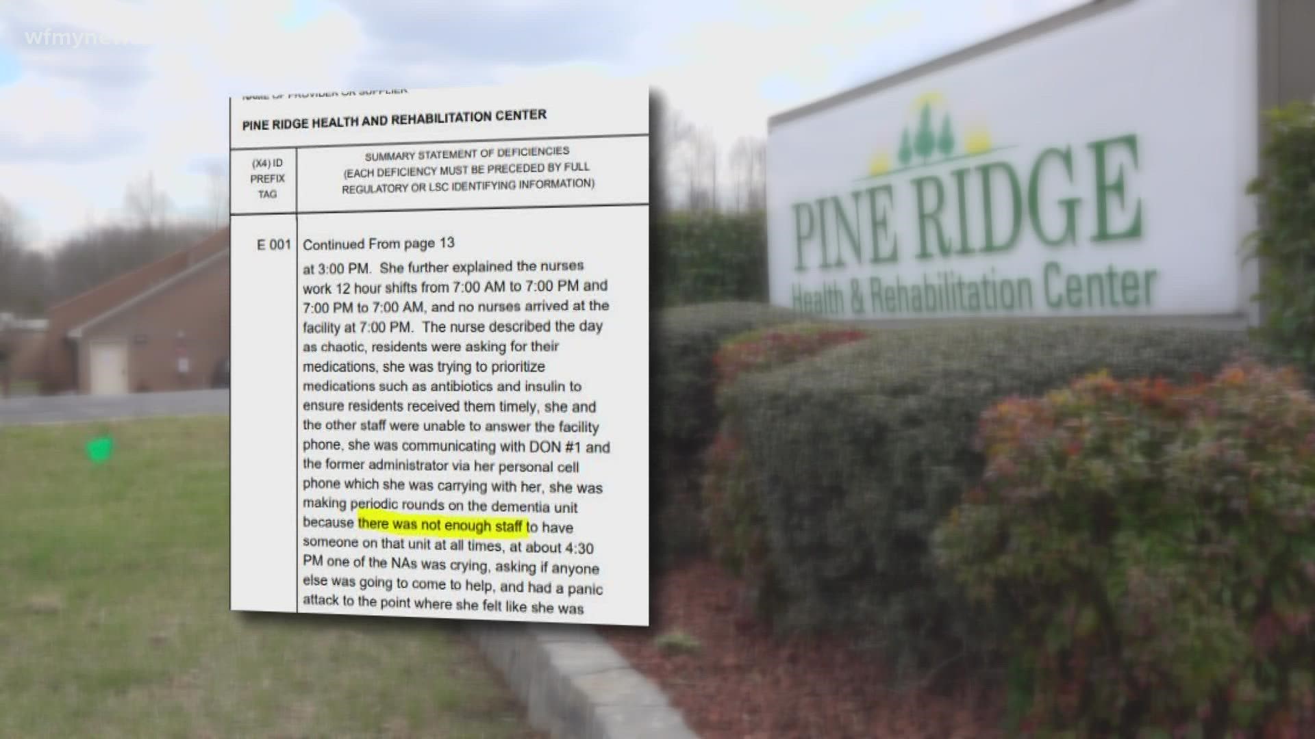The Department of Health and Human Services released a 159-page report detailing its investigation into Pine Ridge nursing home in Thomasville.