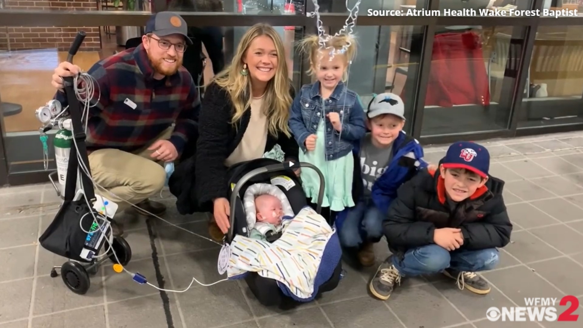 Marshall Duncan is home for Christmas after spending 104 days in the NICU at Brenner Children's Hospital. His first meeting with his siblings will melt your heart.