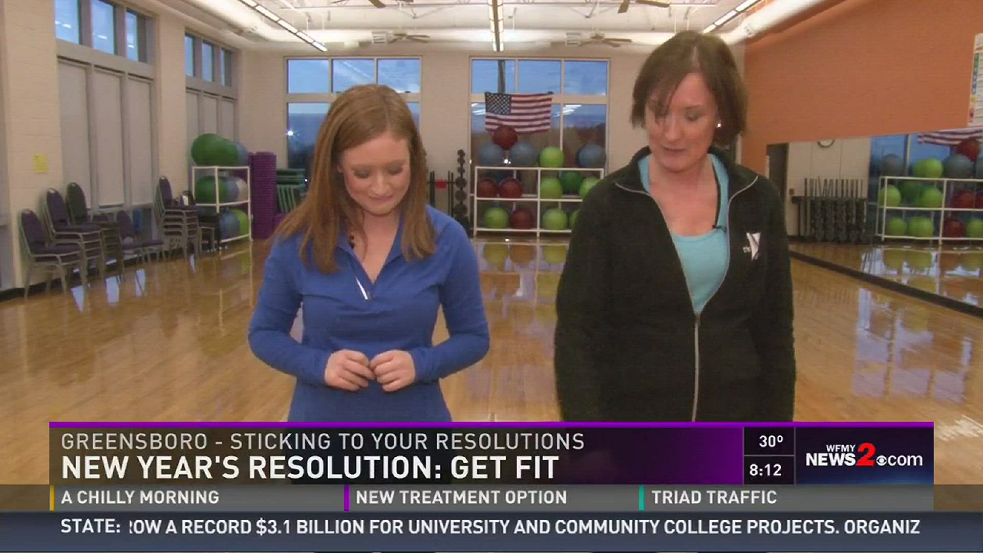 Jessica Mensch went to the YMCA this morning for fun and quick exercises! What is your New Year's resolution?