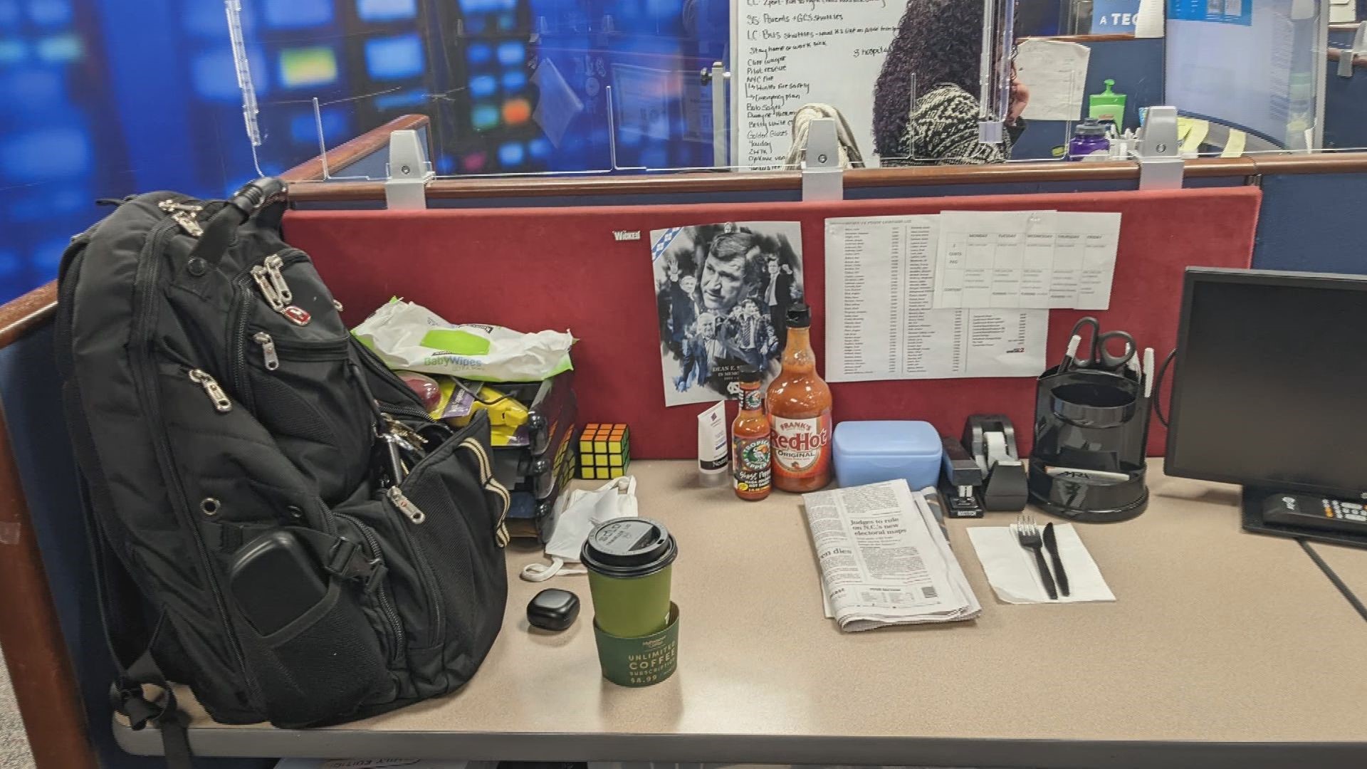 Eric Chilton takes a peep at what co-workers keep on their desks in honor of National Clean Your Desk Day.