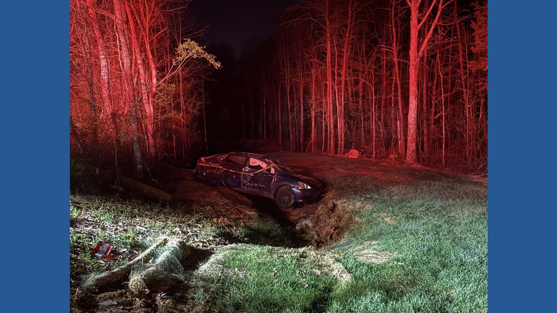 Car veers off road on US HWY 64 E & Albert Martin Road in Franklinville