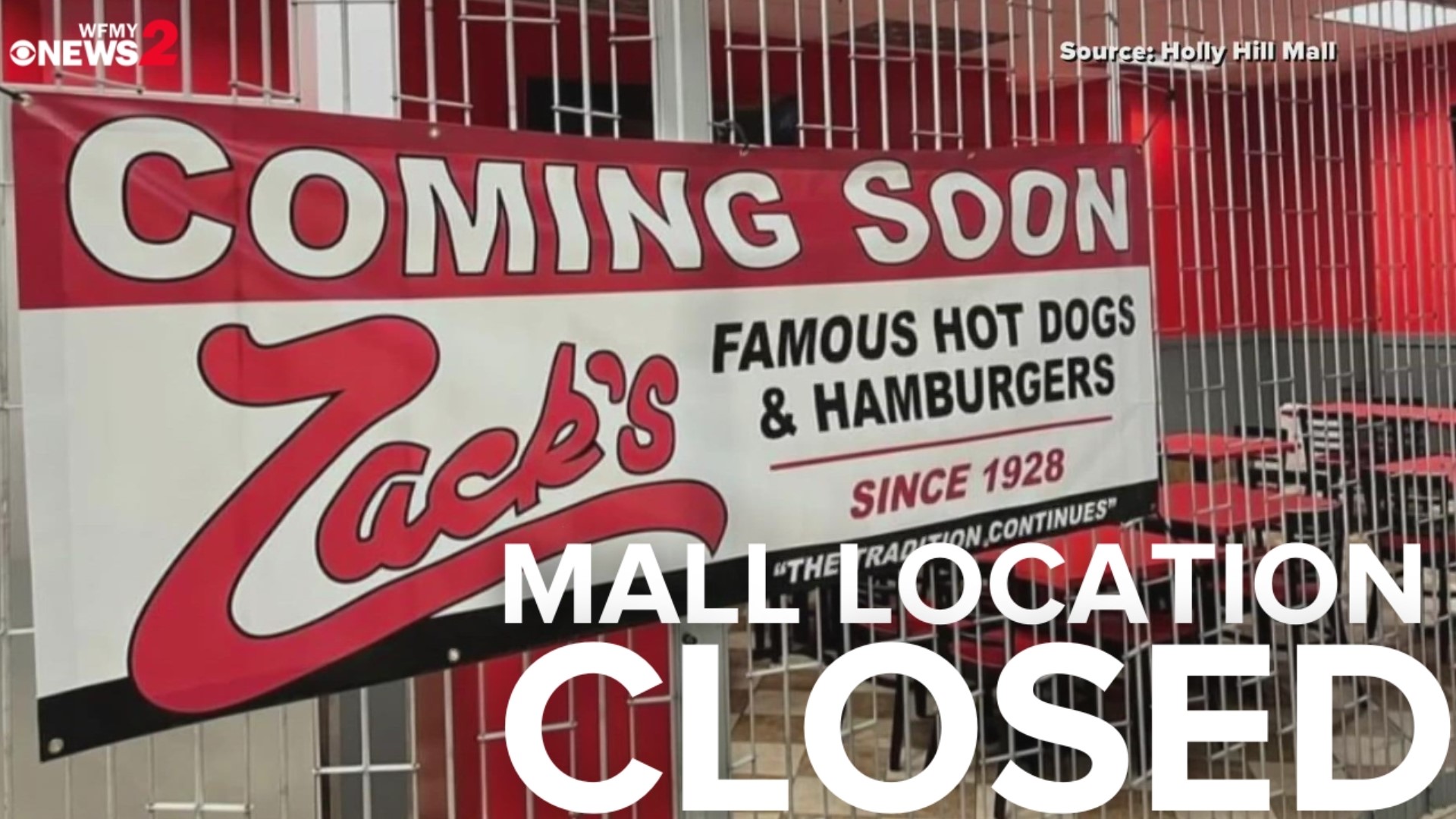 Zack’s Hot Dogs is closing its Holly Hill Mall restaurant three months after opening. The downtown Burlington location and the Garden Road location are still open.