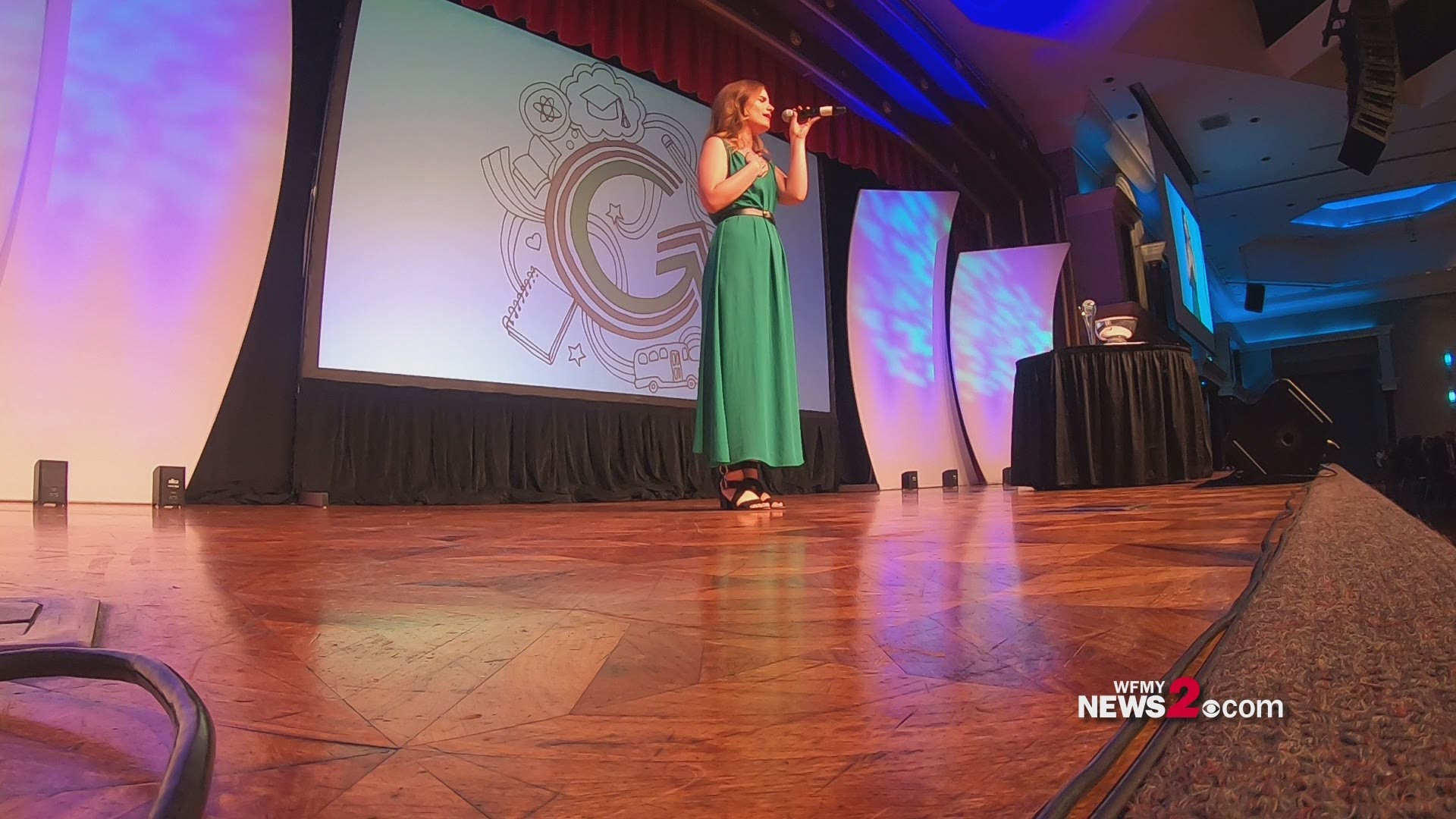 Elise Vannerson, who's toured with the Broadway show Beautiful: The Carole King Musical sings a song from the show for those at the State of our Community luncheon in Greensboro.