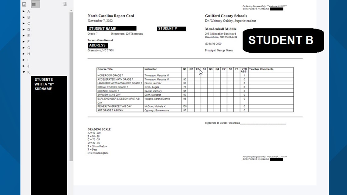 A GCS middle school gave parents access to any student's grade, address, and student ID - WFMYNews2.com
