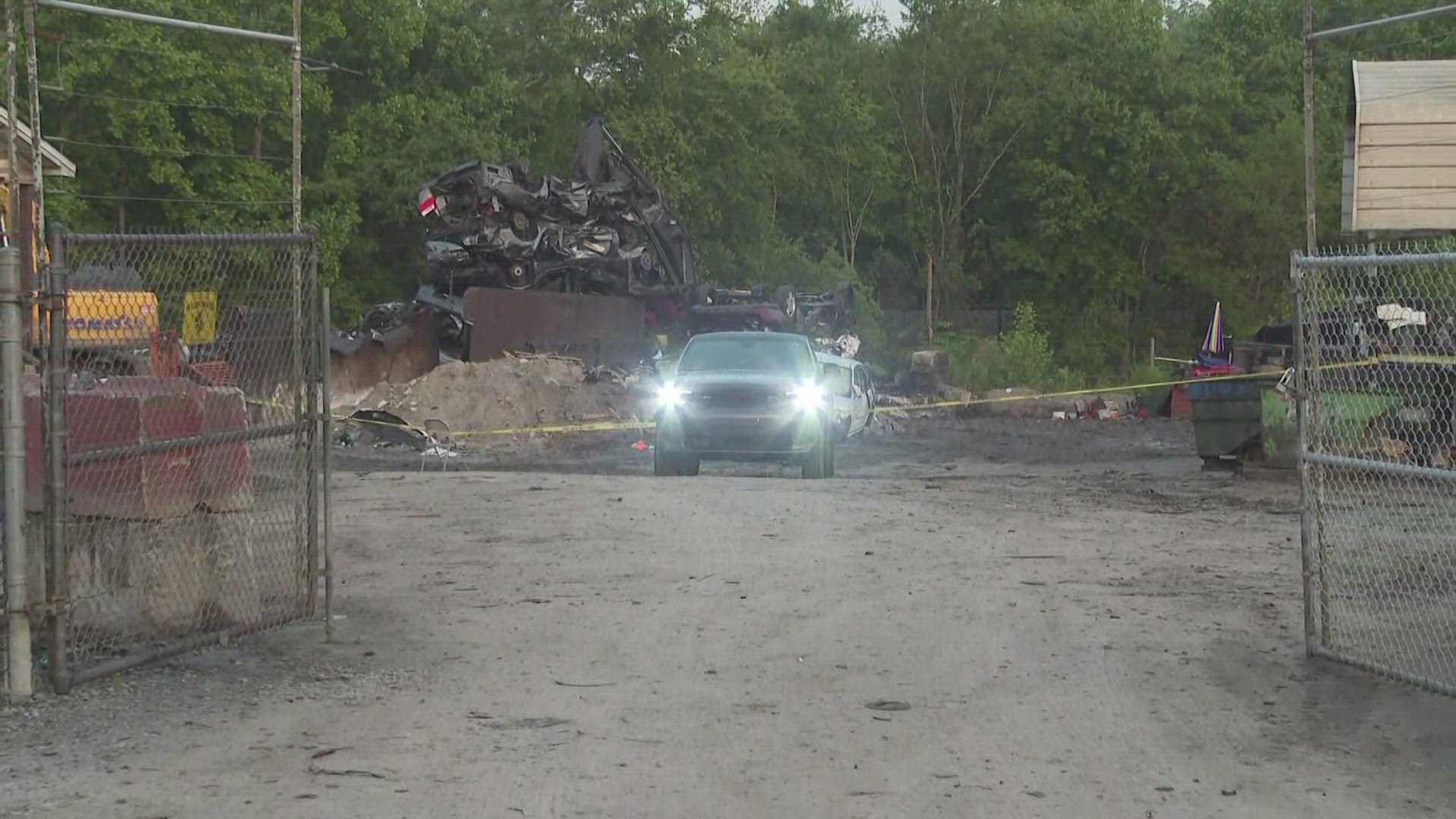The scrapyard is closed Thursday for investigation.