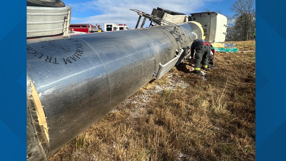 Raw milk spilled after tanker truck crashes in Winston-Salem | Driver injured