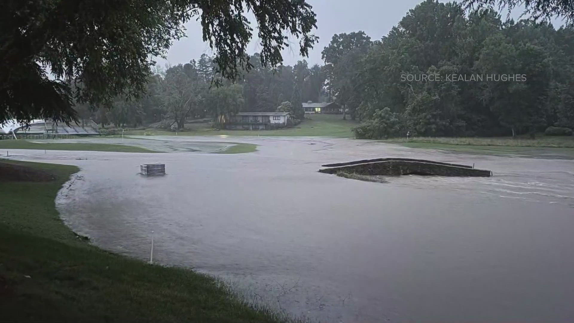 Crews are working to get the course ready for the tournament at the end of the month
