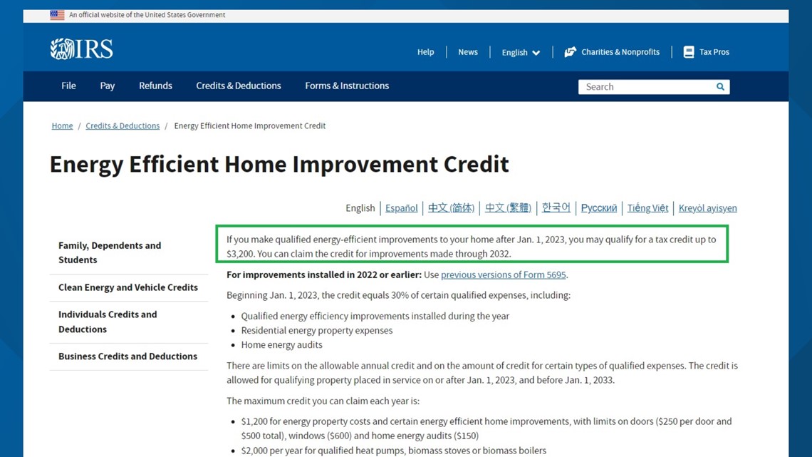 Expanded tax credits for energy efficient home improvements