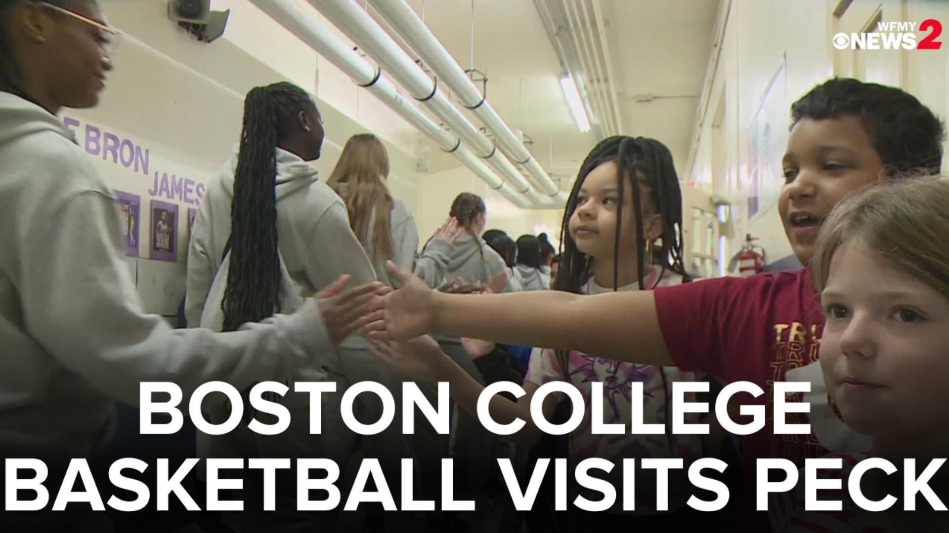 Guilford County students at Peck Elementary received a fun surprise from college basketball players ahead of the ACC Tournament.