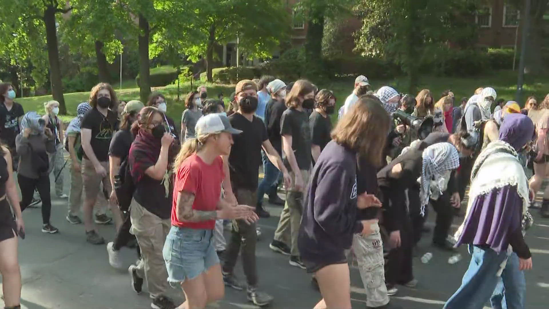 UNC students are protesting the war in Gaza on campus Friday morning. Demonstrations began earlier this week.