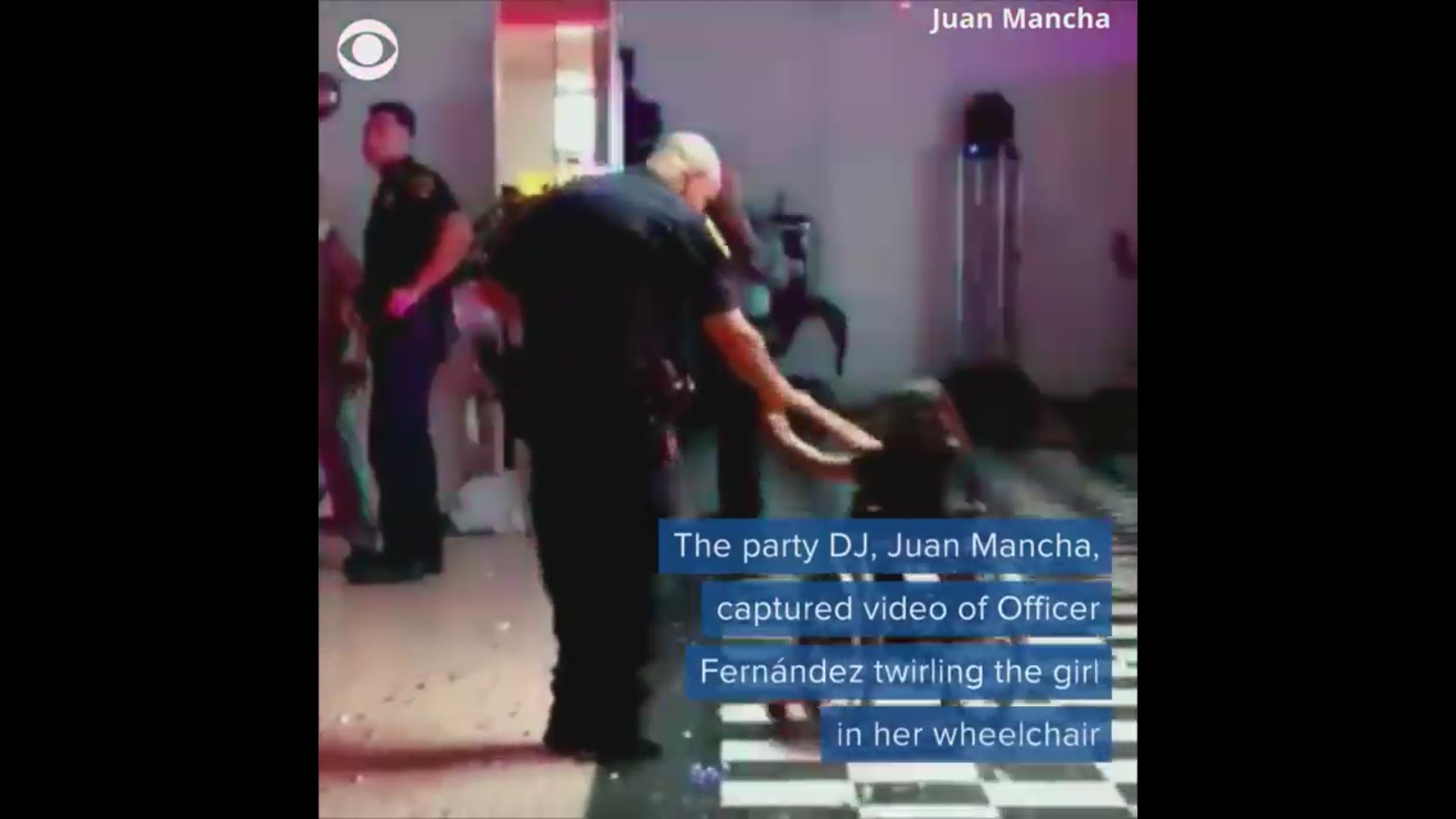 Houston Officer Fernandez says they danced for a few songs and she never stopped smiling. The DJ at the party, Juan Mancha, took video of the dancing duo
