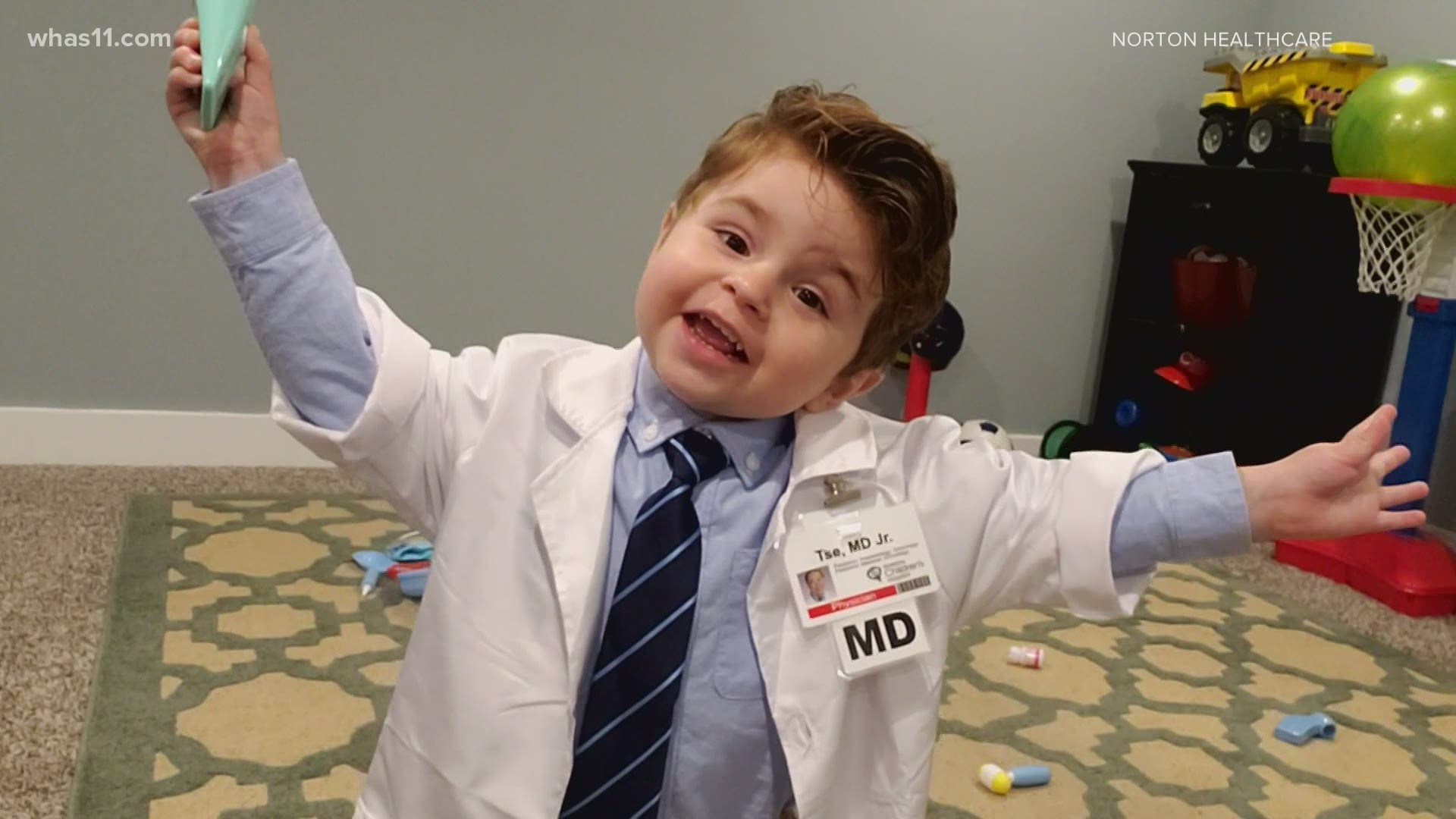 Jonah had severe lung infections because he didn't have any immune cells but doctors were able to help him with a stem cell transplant two years ago.