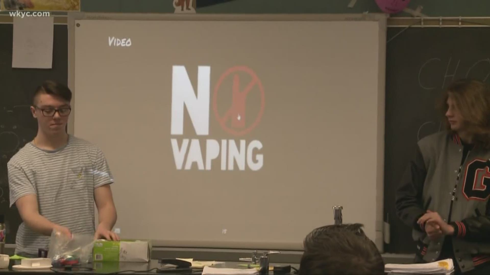 The students are working to combat the vaping epidemic, as well as earn money for the school's STEM program. Amani Abraham reports.