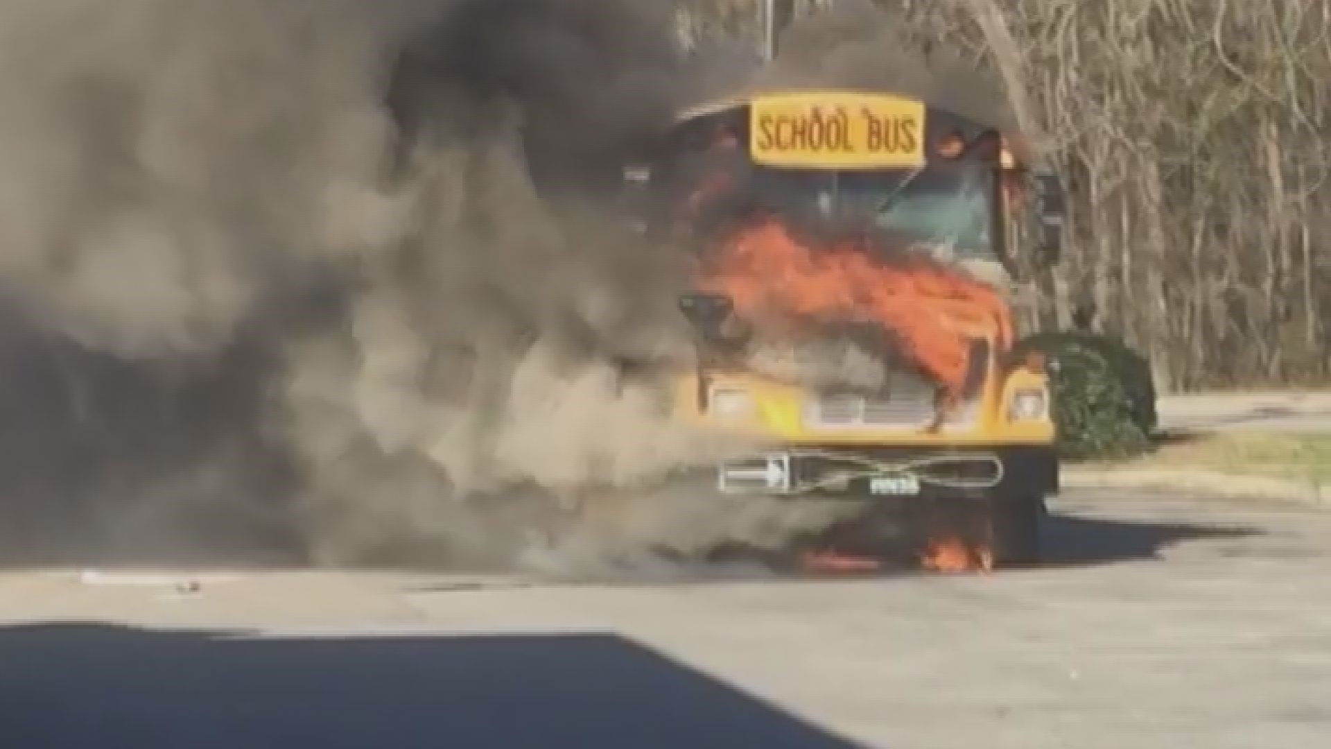 A bus carrying a group of kindergartners in Columbia, SC broke down and caught fire Monday, but none of the students aboard were hurt.