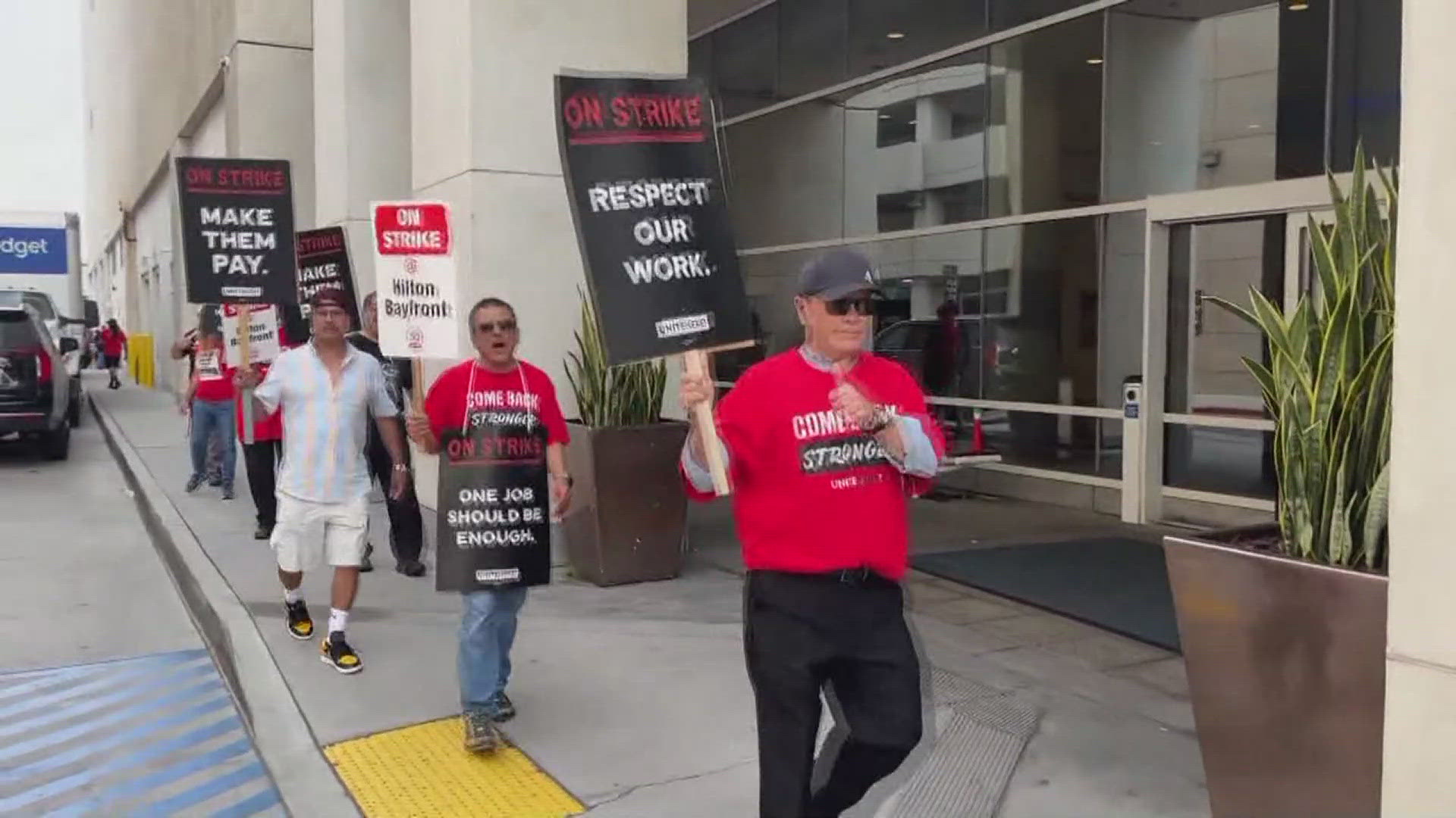 The strike comes after new talks between unions and hotel upper management for higher wages and a reversal of staffing cuts continue to stall.