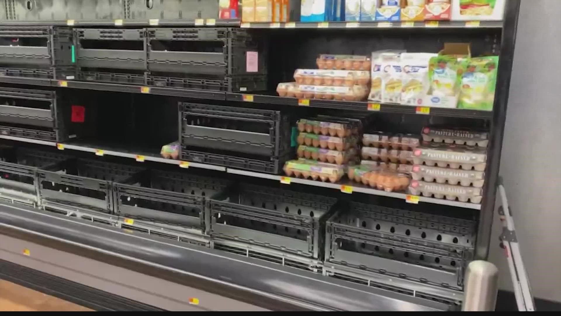 Winter weather emergencies coupled with a COVID surge are leaving some grocery store shelves empty.
