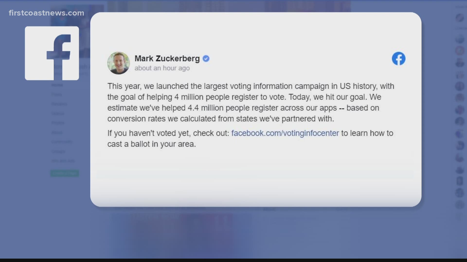 The social media giant says it's the largest voter information campaign in U.S. history.