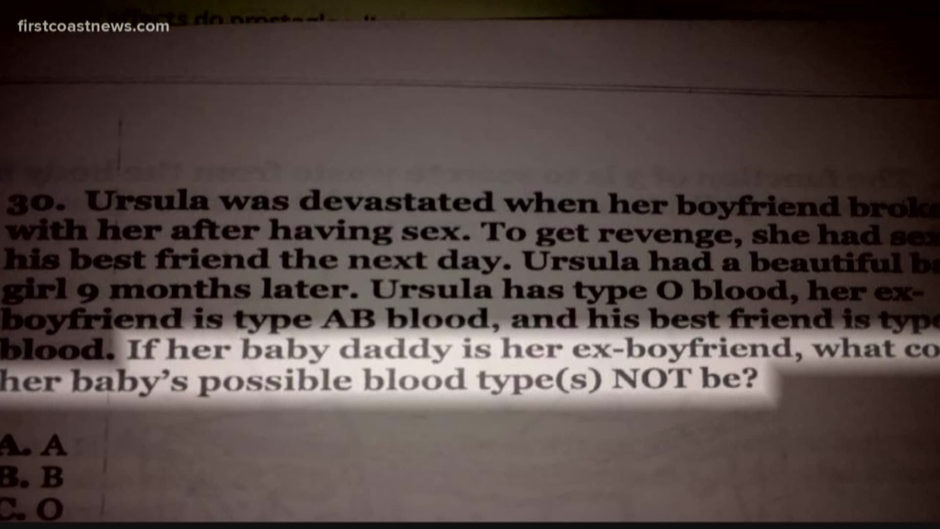 Controversial homework question written by another teacher in the district