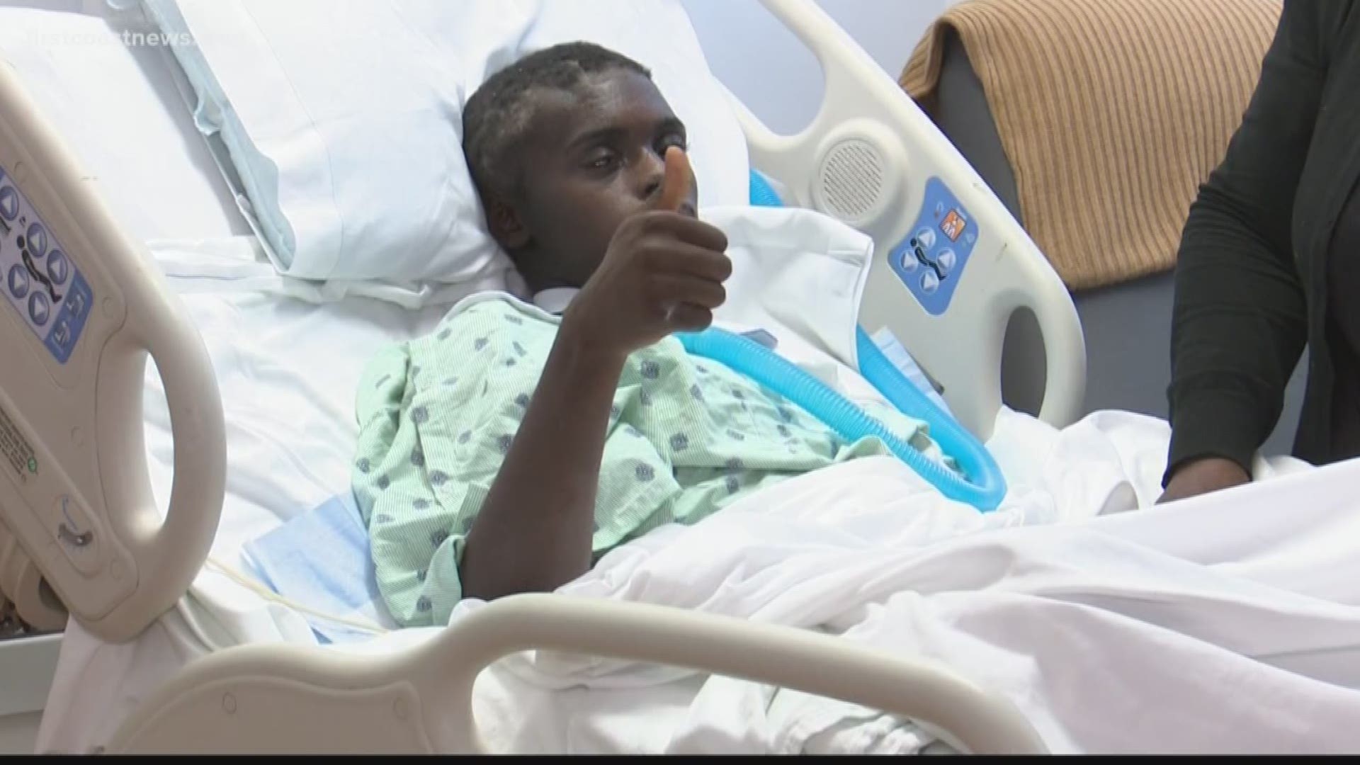 His mother says he is making great progress, but they're in need of financial assistance to move Adrian to Brooks Rehab where he can receive vital care.