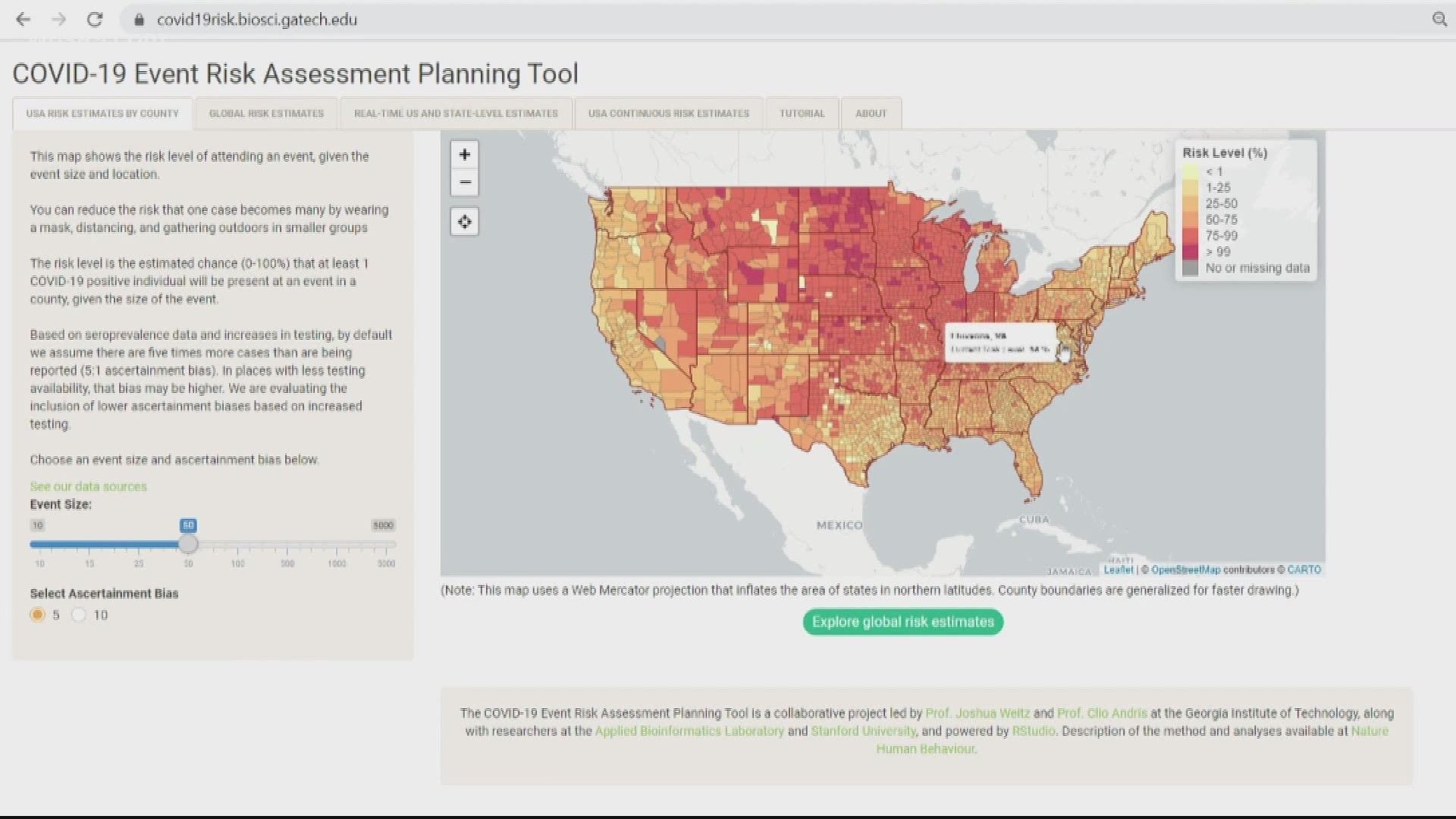 Ahead of the holiday season, you can use a new online tool created by researchers at Georgia Tech that can calculate the risk of catching COVID-19 in real-time.